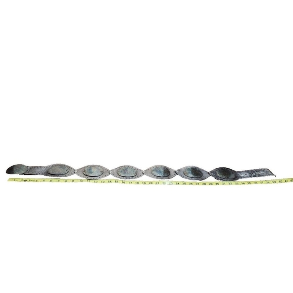 Vintage Avignon Silver Leather Embellished Metalwork Wide Belt size L Bo… main image 11